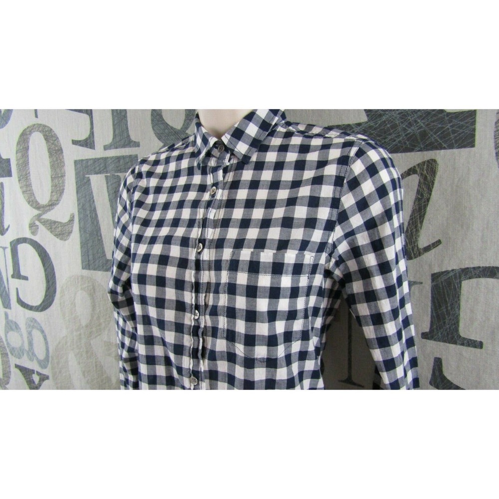 J Crew Women XXS Button Down Shirt Navy Blue Gingham Lightweight Cotton